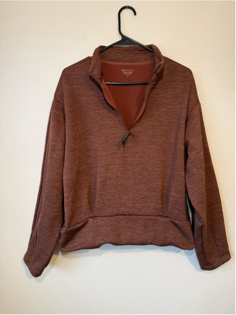 Athleta Brown Fleece Lined Half Zip Pullover Large